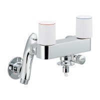 カクダイ 127-314 水栓金具 洗濯機用混合栓 ストッパー 増設クランク付 逆流防止機能付