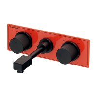 カクダイ 129-100A-YR 水栓金具 壁ユニット混合栓 Buttobi OPUS フレイムオレンジ