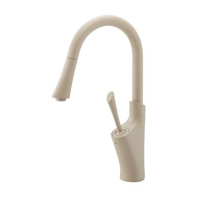 画像1: カクダイ 183-349A-MBE 水栓金具 シングルレバー混合栓 風 kaze ブレードホース 逆流防止機能なし マットベージュ