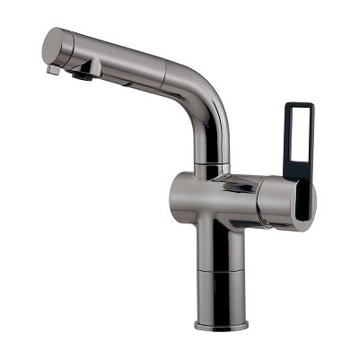 画像1: カクダイ 183-425B-DS 水栓金具 シングルレバー混合栓 トール CORDIA ブレードホース 逆流防止機能なし ダークシルバー