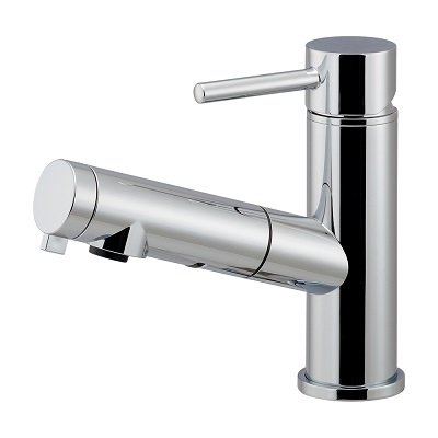 画像1: カクダイ 184-030A-CH 水栓金具 シングルレバー引出し混合栓 SYATORA ブレードホース 逆流防止機能付
