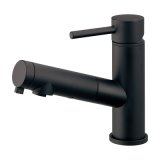 カクダイ 184-030A-MD 水栓金具 シングルレバー引出し混合栓 SYATORA ブレードホース 逆流防止機能付 マットブラック