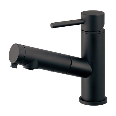 画像1: カクダイ 184-030A-MD 水栓金具 シングルレバー引出し混合栓 SYATORA ブレードホース 逆流防止機能付 マットブラック