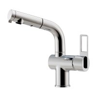 カクダイ 184-425A-CH 水栓金具 シングルレバー引出し混合栓 CORDIA ブレードホース 逆流防止機能付