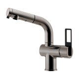 カクダイ 184-425A-DS 水栓金具 シングルレバー引出し混合栓 CORDIA ブレードホース 逆流防止機能付 ダークシルバー