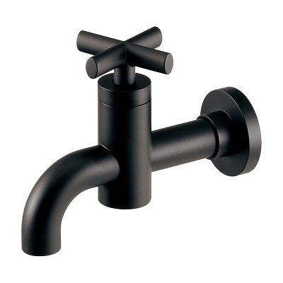 画像1: カクダイ 702-210-MD 水栓金具 横水栓 JUBE 90°ハンドル開閉 マットブラック