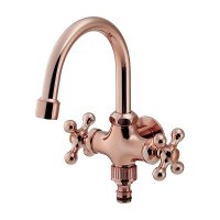 カクダイ 704-501-BR 水栓金具 双口横形スワン水栓 カッパーブラウン