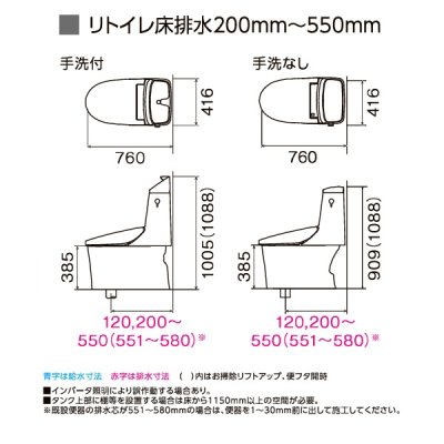 画像2: INAX/LIXIL [BC-LV20H+DT-LV251H] LVシャワートイレ リトイレ 一体型便器 手洗なし 床排水 ピュアホワイト ♪∀