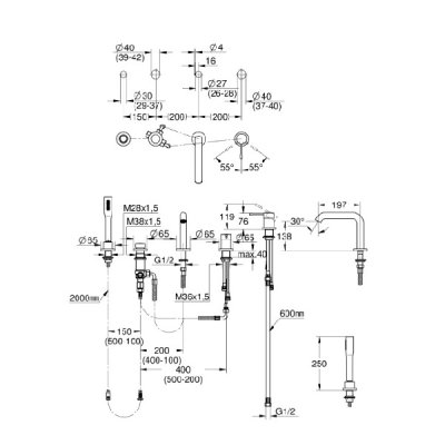 画像2: グローエ 19578GN1J 浴室用水栓 エッセンス シングルレバーデッキバス シャワー混合栓 (ブラッシュドクールサンライズ)