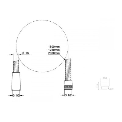 画像2: グローエ GSMF001-2000 シャワー＆シャワーシステム ユーフォリアO2 ハンドシャワー専用 フレックスシャワーホース 2000mm