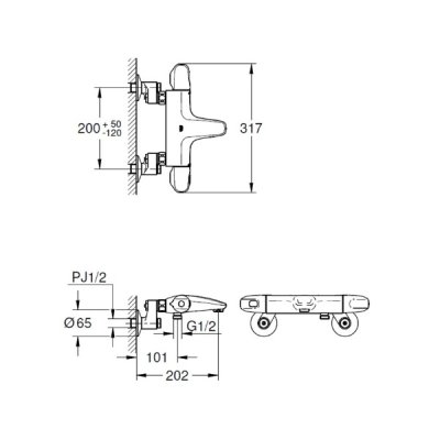 画像2: グローエ JP147001 浴室用水栓 グローサーモ1000 サーモスタットバス シャワー混合栓