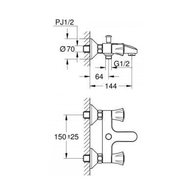画像2: グローエ JP320500 浴室用水栓 コスタ 2ハンドルバス シャワー混合栓