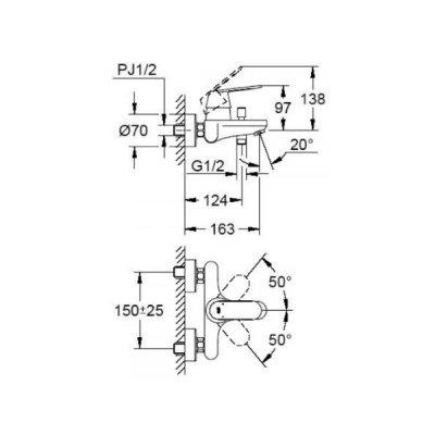 画像2: グローエ JP350000 浴室用水栓 ユーロスマートコスモポリタン シングルレバーバス シャワー混合栓