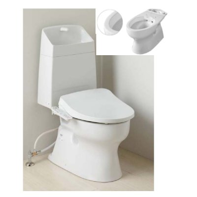 画像1: ジャニス工業 便器 + タンク + 温水洗浄便座 [SC8043-RGA + SV2002-1EH + JCS-630ENN□ BW1] ピュアホワイト BMシリーズ 排水芯305〜540mm 手洗付 防露なし ♪