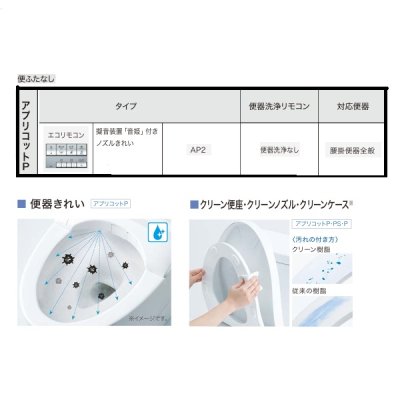画像4: TOTO [TCF5831YR ホワイト] ウォシュレット 事務所・店舗向け アプリコットP AP2 レバー便器洗浄タイプ 便ふたなし