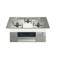 ノーリツ [N3S25PWASKSTESC 都市ガス] ビルトインコンロ PROGRE プログレ 75cm 3口 レンジフード連動 プラチナシルバーガラストップ ♪