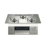 ノーリツ [N3S25PWASKSTESC プロパン] ビルトインコンロ PROGRE プログレ 75cm 3口 レンジフード連動 プラチナシルバーガラストップ ♪
