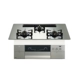 ノーリツ [N3S25PWASKSTEC プロパン] ビルトインコンロ PROGRE プログレ 75cm 3口 レンジフード連動 プラチナシルバーガラストップ ♪