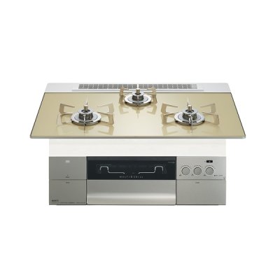 画像1: ノーリツ [N3S23PWASFSTESC プロパン] ビルトインコンロ PROGRE 75cm 3口 レンジフード連動 シャンパンゴールドガラストップ (N3S15PWAS6STESCの後継品) ♪