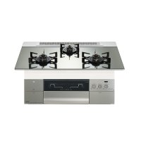 ノーリツ [N3S23PWASKSTEC プロパン] ビルトインコンロ PROGRE プログレ 75cm 3口 レンジフード連動 プラチナシルバーガラストップ (N3S15PWASKSTECの後継品) ♪