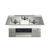 ノーリツ [N3S24PWASKSTESC プロパン] ビルトインコンロ PROGRE 75cm 3口 レンジフード連動 プラチナシルバーガラストップ (N3S18PWASKSTESCの後継品) ♪