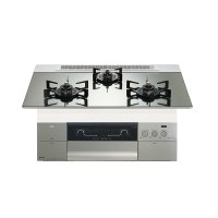 ノーリツ [N3S24PWASKSTEC プロパン] ビルトインコンロ PROGRE プログレ 75cm 3口 レンジフード連動 プラチナシルバーガラストップ (N3S18PWASKSTECの後継品) ♪