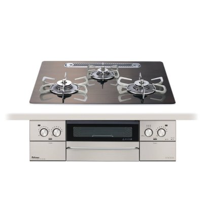 画像1: パロマ [PD-893WT-U60GW2 プロパン] ビルトインコンロ FACEIS GRAND フェイシス グランド 北欧デザイン 60cm 3口 水なし両面焼グリル ノルディックウォルナット 受注生産§
