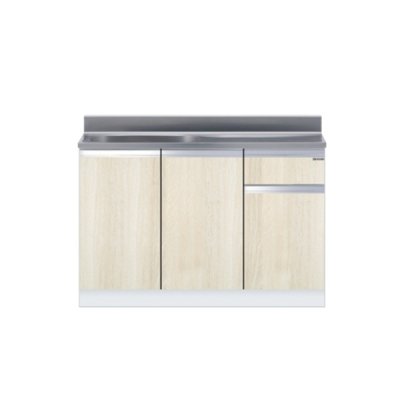 画像1: onedo/ワンド/旧マイセット KTD4-80-100S-(左/右)-RV 木目 KTD4型 薄型 組合せ型流し台 壁出し 一槽流し台 間口100cm 奥行46cm ♪