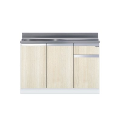 画像1: onedo/ワンド/旧マイセット KTD4-80-120S-(左/右)-RV 木目 KTD4型 薄型 組合せ型流し台 壁出し 一槽流し台 間口120cm 奥行46cm ♪