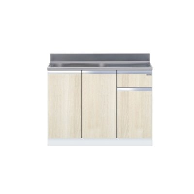 画像1: onedo/ワンド/旧マイセット KTD5-80-105S-(左/右)-RV 木目 KTD5型 組合せ型流し台 壁出し 一槽流し台 間口105cm 奥行55cm ♪