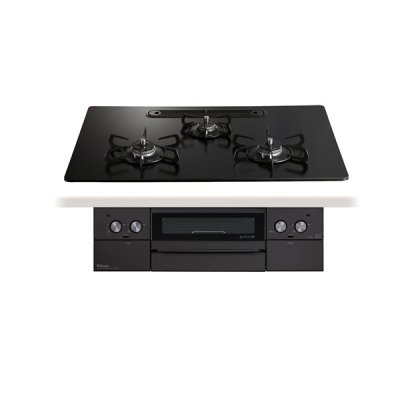 画像1: パロマ 『PD-829W-U75GZ プロパン』 ビルトインコンロ WITHNA ウィズナ ブラックライン 75cm 3口 水なし両面焼グリル マッティーブラック