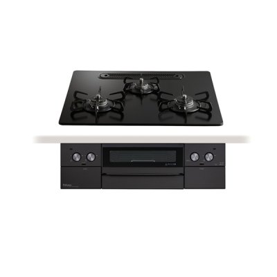 画像1: パロマ 『PD-829W-U60GZ プロパン』 ビルトインコンロ WITHNA ウィズナ ブラックライン 60cm 3口 水なし両面焼グリル マッティーブラック