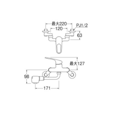 画像2: SANEI/三栄水栓 K1700EMK-W 混合栓 台付混合栓 壁付混合栓 シングル切替シャワー混合栓 寒冷地用