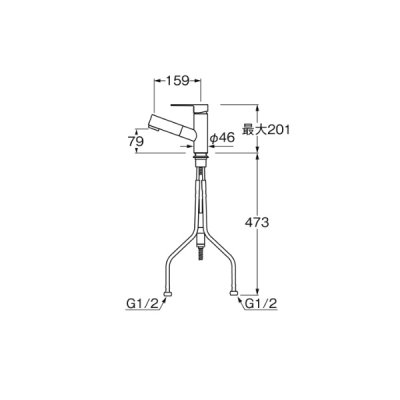 画像2: SANEI/三栄水栓 K37532E6JV 混合栓 スプレー（シャワー）混合栓 シングルスプレー洗面混合栓(洗髪用)