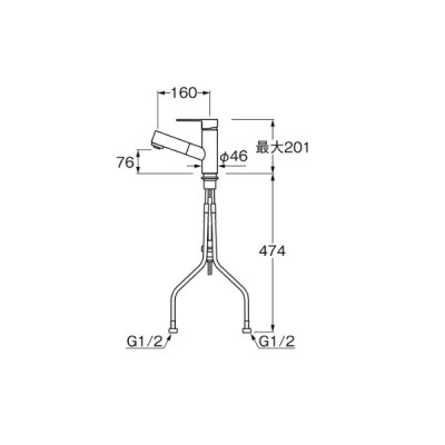 画像2: SANEI/三栄水栓 K37532EJ 混合栓 スプレー（シャワー）混合栓 シングルスプレー混合栓(FB)