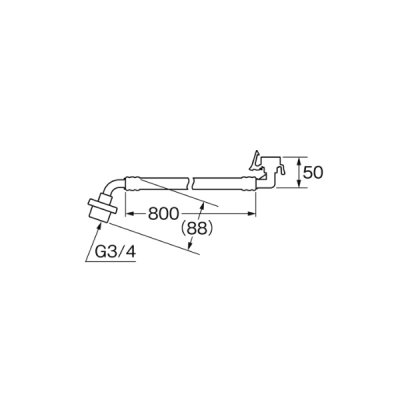 画像2: SANEI/三栄水栓 PT1706-1-0.8 洗濯機用品 洗濯機給水ホース ＦＢ自動洗濯機給水ホースL型