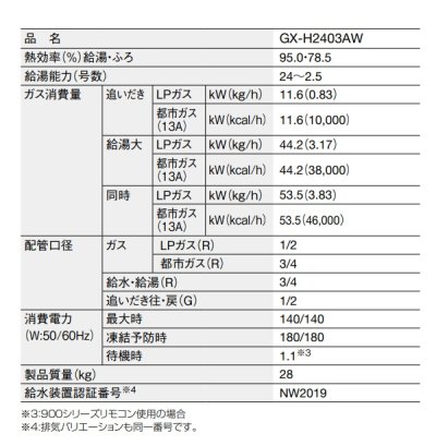 画像3: パーパス 『GX-H2403AW 都市ガス』 給湯器 ガスふろ給湯器 24号 エコジョーズ オート 設置フリー形 PS標準設置兼用 パントンクールグレー 2 リモコン別売 ♪∀