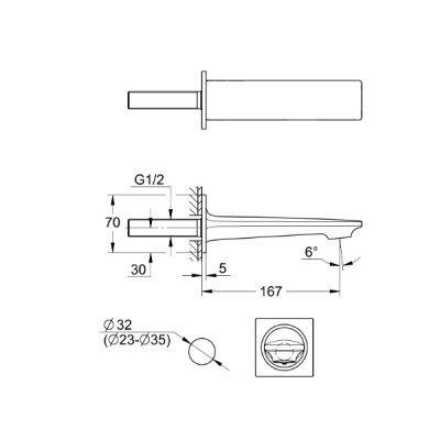画像2: グローエ 13264AL1J 浴室用水栓 アリュール・壁出バス吐水口1/2” ブラッシュドハードグラファイト