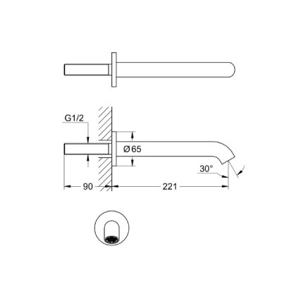 画像2: グローエ 13449DL1J 浴室用水栓 エッセンス・壁出バス吐水口1/2” ブラッシュドウォームサンセット ※受注生産品 §