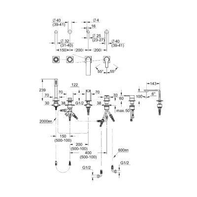 画像2: グローエ 19316AL1J 浴室用水栓 アリュール・シングルレバーデッキバスシャワー混合栓 ブラッシュドハードグラファイト ※受注生産品 §