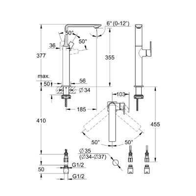画像2: グローエ 23403DC1J 洗面用水栓 アリュール・シングルレバー洗面混合栓 XLサイズ（据置洗面器用・引棒なし）スーパースチール ※受注生産品 §