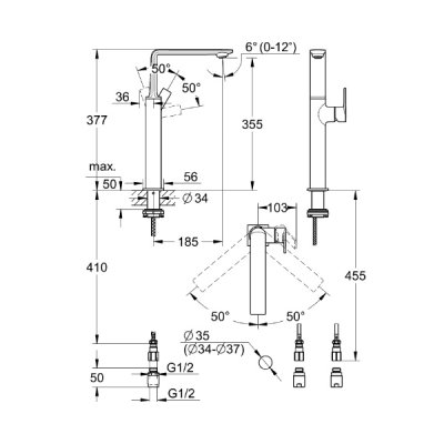 画像2: グローエ 23403GN1J 洗面用水栓 アリュール・シングルレバー洗面混合栓 XLサイズ（据置洗面器用・引棒なし）ブラッシュドクールサンライズ