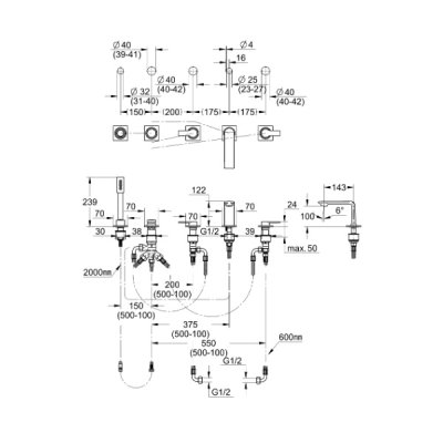 画像2: グローエ 25221DC1J 浴室用水栓 アリュール・2ハンドルデッキバスシャワー混合栓 スーパースチール ※受注生産品 §