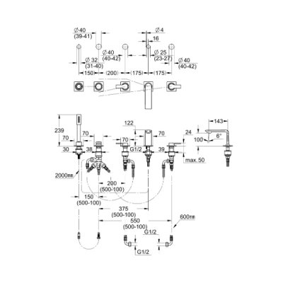 画像2: グローエ 25221DL1J 浴室用水栓 アリュール・2ハンドルデッキバスシャワー混合栓 ブラッシュドウォームサンセット ※受注生産品 §