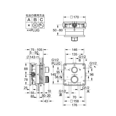 画像2: グローエ 29181DL2J 浴室用水栓 アリュール・サーモスタット シャワー2方切替埋込混合栓 化粧部 ブラッシュドウォームサンセット ※受注生産品 §