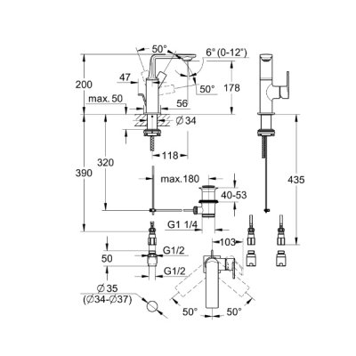 画像2: グローエ 32757AL1J 洗面用水栓 アリュール・シングルレバー 洗面混合栓 Mサイズ（引棒付） ブラッシュドハードグラファイト