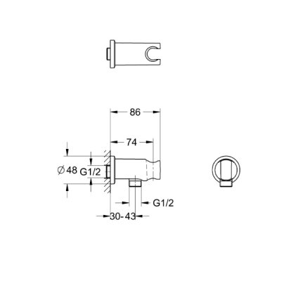 画像2: グローエ 2665800J シャワーパーツ シャワーホルダー付シャワー給水口 ♪