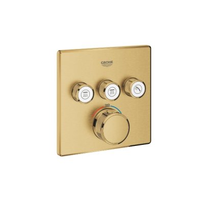 画像1: グローエ 29126GN0J 浴室用水栓 スマートコントロール サーモスタット 3バルブ混合栓 スクエアタイプ ブラッシュドクールサンライズ ♪