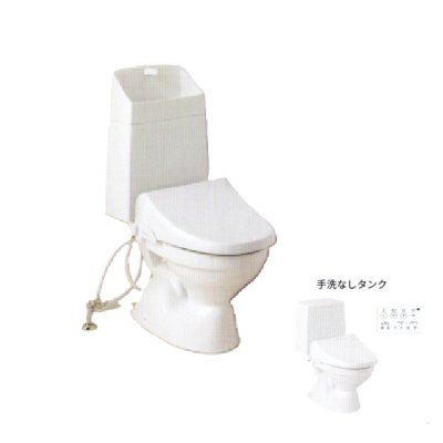 画像1: [メーカー受注停止]ジャニス工業 便器 + タンク + 温水洗浄便座 [SC8024-SGB + SV2003-1EH + JCS-210DRN BW1] 床排水 手洗付 壁リモコン ピュアホワイト BM ♪