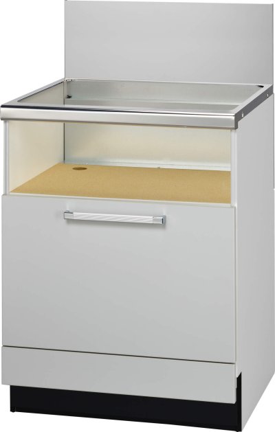画像1: リンナイ UKC-606A-SL ビルトインコンロ部材 専用キャビネット 幅60cm 2段引き出し式 後板スライドタイプ シルバー調メラミン樹脂扉 奥行550mm対応 ♪